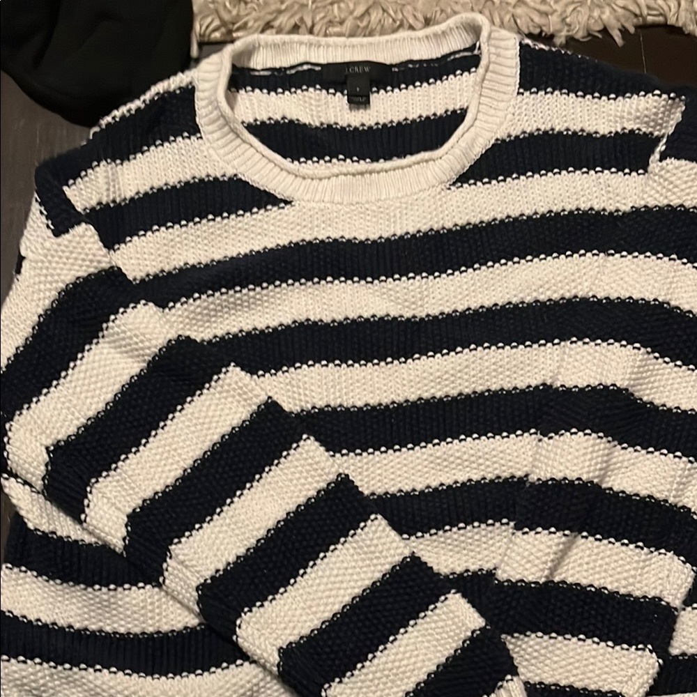 J.Crew Navy and White Striped Sweater